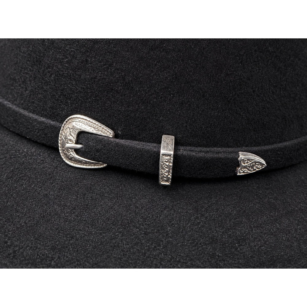 Justin XXX Western Wear Cowboy Hat Unisex 7 1/8th 57 Black Wool Cowgirl Buckle - Picture 5 of 15